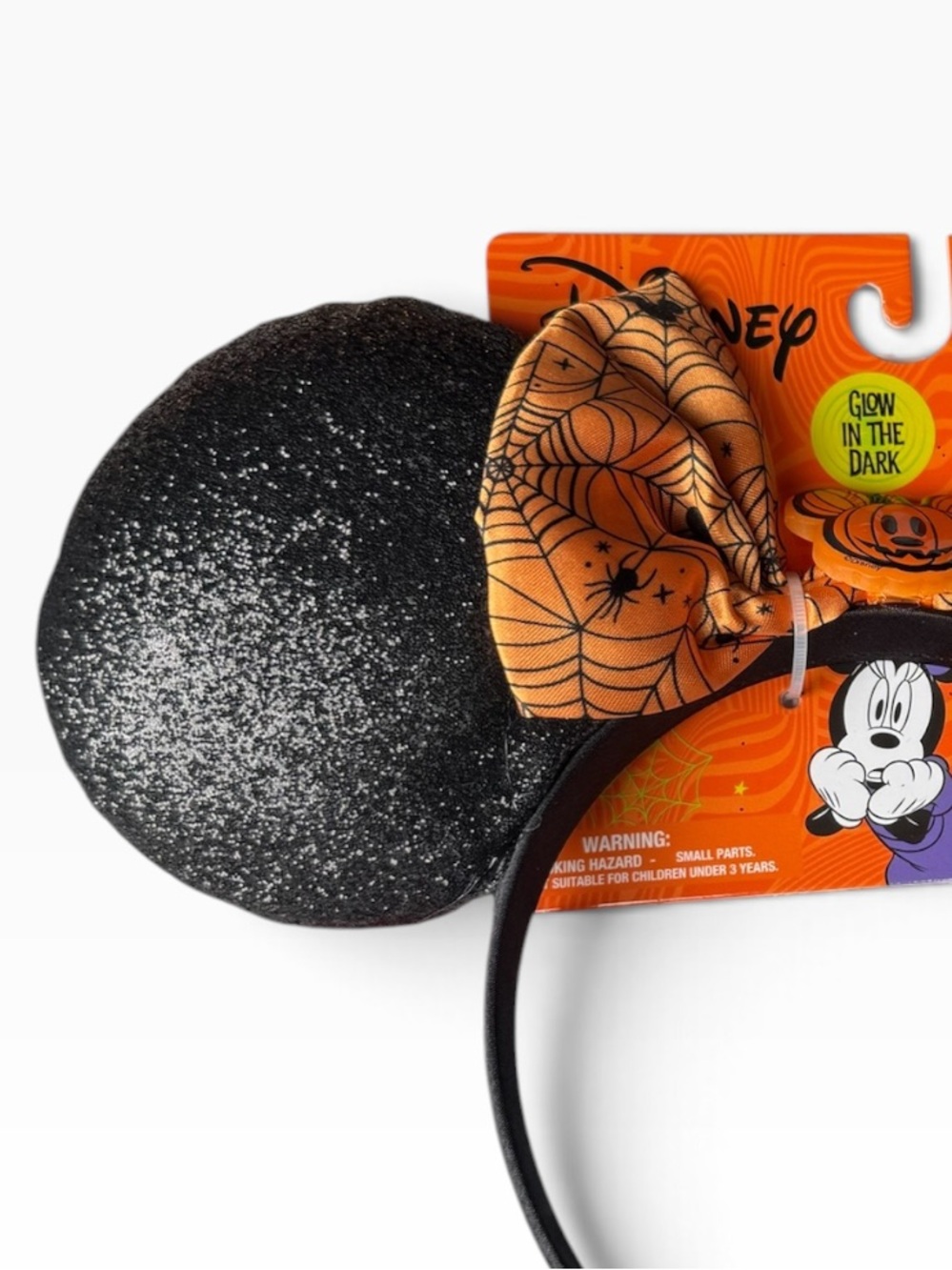 Disney Halloween Mickey Pumpkin Minnie Ears Headband Orange Black Glow in Dark - Picture 4 of 4